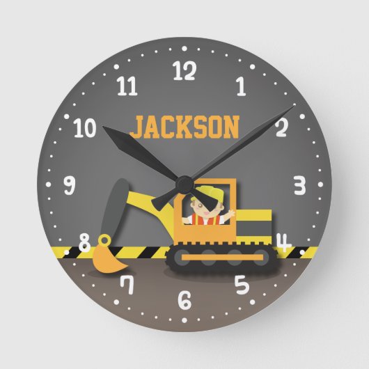 Oranje graafmachines voor de bouw van bakken ronde klok (Voorkant)