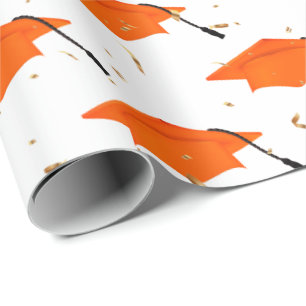 Oranje gradatiekappen en goudConfetti Cadeaupapier