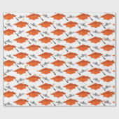 Oranje gradatiekappen met diploma's cadeaupapier (Vlak)