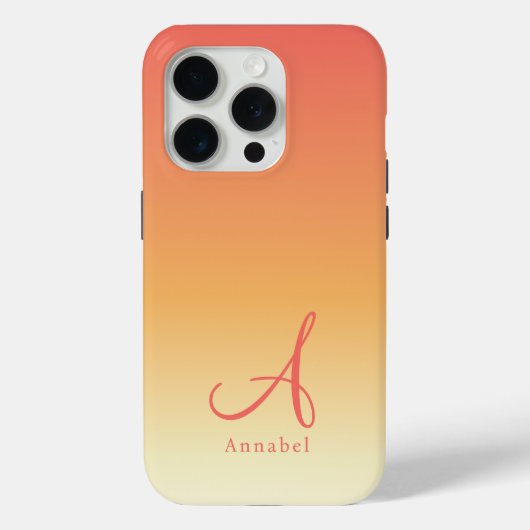 Oranje gradiënt aangepaste monogram naam Case-Mate iPhone case (Achterkant)