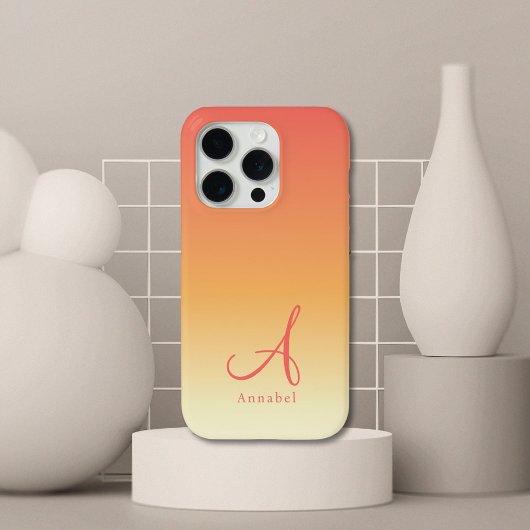 Oranje gradiënt aangepaste monogram naam Case-Mate iPhone case