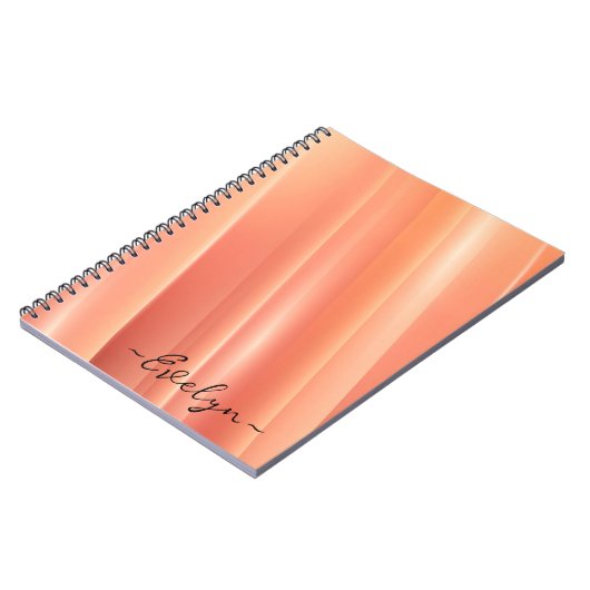 Oranje gradiënt dynamische lijnen Elegant Naam Notitieboek (Linkerzijde)
