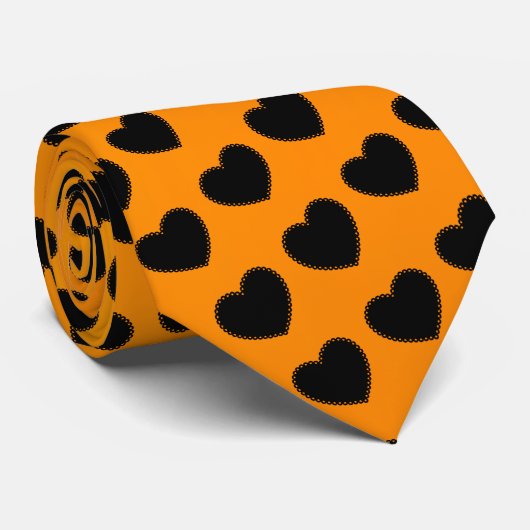 Oranje gradiënt en zwart Halloween Stropdas (Opgerold)