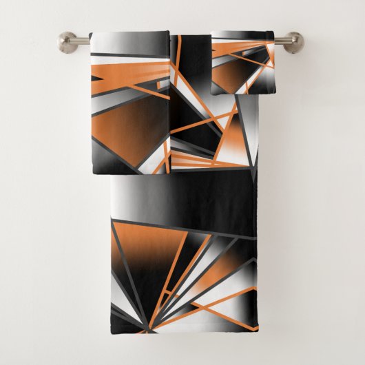 Oranje Gradiënt Kleur Opvulling Mechanisch Ontwerp Bad Handdoek (Insitu)