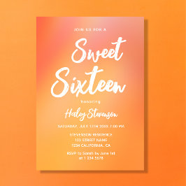 Oranje Gradiënt Moderne Trendy Sweet 16 Verjaardag Kaart