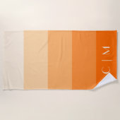 Oranje Gradiënt Monogram Initialen Helder Modern Strandlaken (Voorkant)