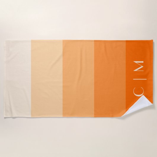 Oranje Gradiënt Monogram Initialen Helder Modern Strandlaken (Voorkant)