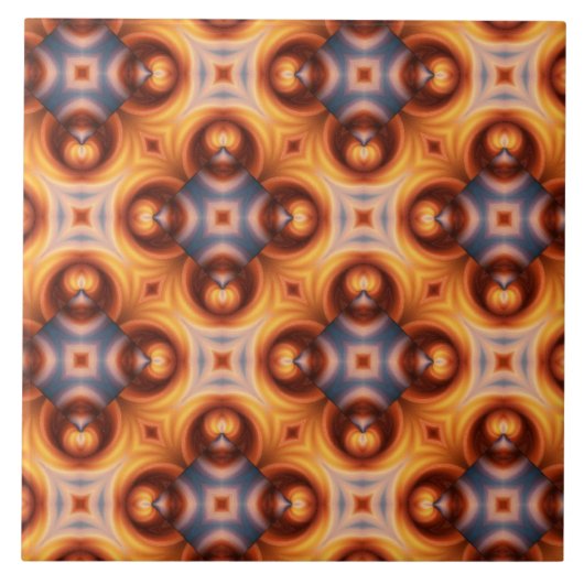 Oranje gradiënt Retro-mozaïekpatroon Tegeltje (Voorkant)