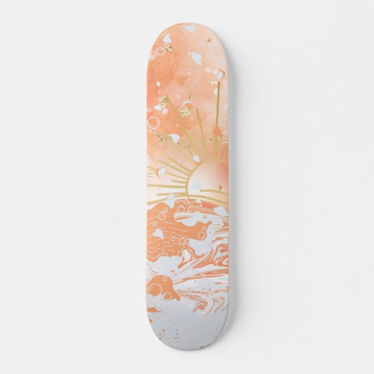 Oranje Gradient Zonsondergang Zon & Zee Sparkly Gl Persoonlijk Skateboard (Voorkant)