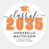 Oranje Graduatie Ronde Sticker (Voorkant)