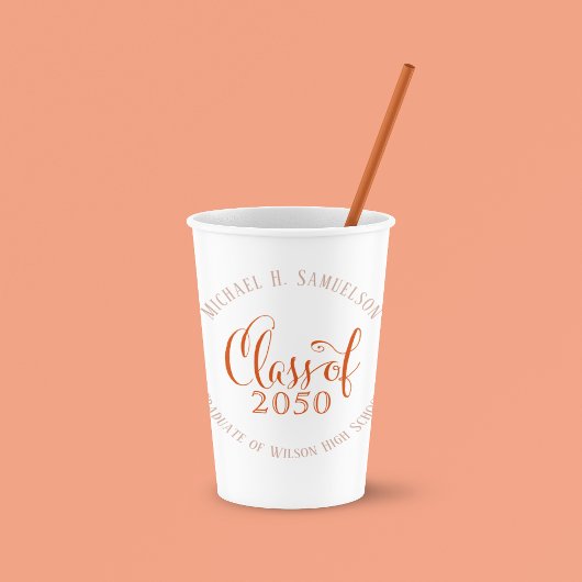 Oranje Graduation Party Custom Classic Papieren Bekers