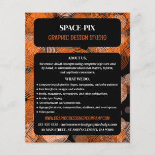 Oranje grafische cirkels, grafische ontwerper omke flyer