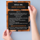 Oranje grafische cirkels, grafische ontwerper omke flyer (Hand)