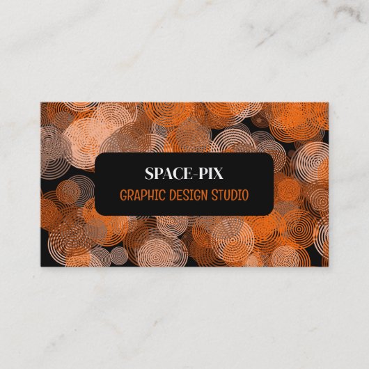 Oranje grafische cirkels, grafische ontwerper visitekaartje (Voorkant)