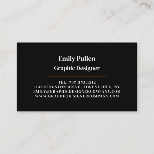 Oranje grafische vormgeving, grafische vormgever visitekaartje (Achterkant)