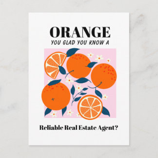 oranje Grappige Makelaar Marketing Mailer | Onroer Briefkaart