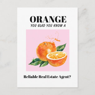 oranje Grappige Makelaar Marketing Mailer Onroer Briefkaart