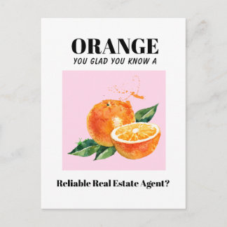 oranje Grappige Makelaar Marketing Mailer | Onroer Briefkaart