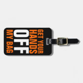 Oranje grappigheid zet je handen uit bagagelabel (Voorkant horizontaal)