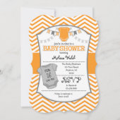 Oranje Gray Chevron Baby shower Uitnodiging (Voorkant)