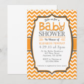 Oranje Gray Chevron Baby shower Uitnodiging (Voorkant / Achterkant)