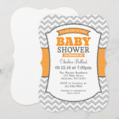 Oranje Gray Chevron Baby shower Uitnodiging (Voorkant / Achterkant)