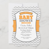 Oranje Gray Chevron Baby shower Uitnodiging (Voorkant)