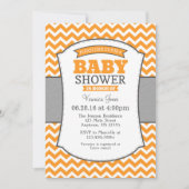 Oranje Gray Chevron Baby shower Uitnodiging (Voorkant)