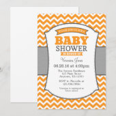 Oranje Gray Chevron Baby shower Uitnodiging (Voorkant / Achterkant)