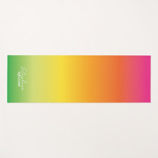 Oranje-Green Gradient Yoga Mat met Aangepaste Naam (Voorkant (horizontaal))