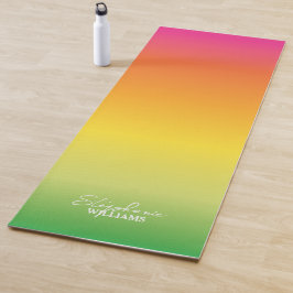 Oranje-Green Gradient Yoga Mat met Aangepaste Naam