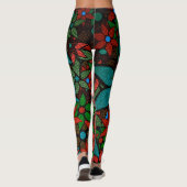 Oranje Green Turquoise Floral Leggings (Achterkant)
