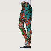 Oranje Green Turquoise Floral Leggings (Links)