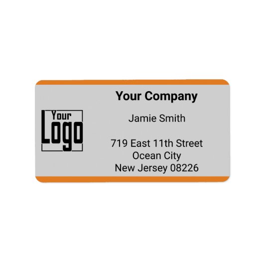 Oranje grens Custom Logo Gray Bedrijfsadres Etiket (Voorkant)