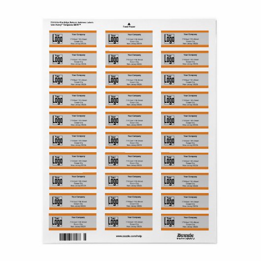 Oranje grens Logo bedrijf grijs retouradres Etiket (Full Sheet)