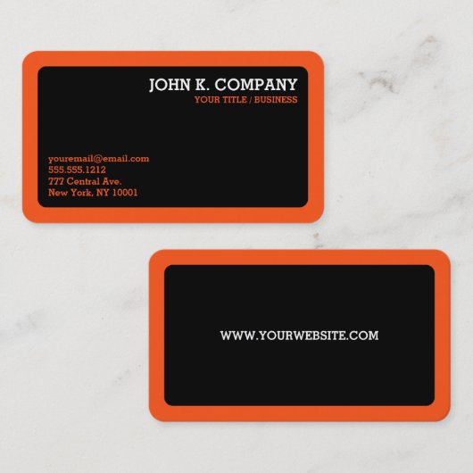 Oranje grens zwarte moderne, minimale Professional Visitekaartje (Voorkant / Achterkant)