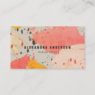 Oranje Grey Beige Brush Strokes Visitekaartje