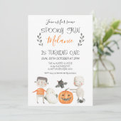 Oranje Grey Halloween Verjaardagsuitnodiging Kaart (Staand voorkant)
