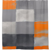 Oranje Grey Plaid Abstract Douchegordijn (Voorkant)