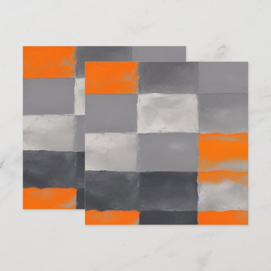 Oranje Grey Plaid Abstract Kaart (Voorkant / Achterkant)