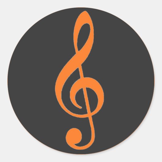 Oranje Grey Treble Clef Muziek stickers (Voorkant)