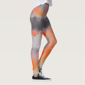 Oranje grijs Abstract schilderen Leggings (Rechts)