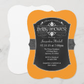 Oranje grijs Baby shower Kaart (Voorkant / Achterkant)