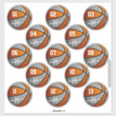 oranje grijs basketbal 13 teamleden sticker (Vel)