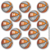 oranje grijs basketbal 13 teamleden sticker (Voorkant)