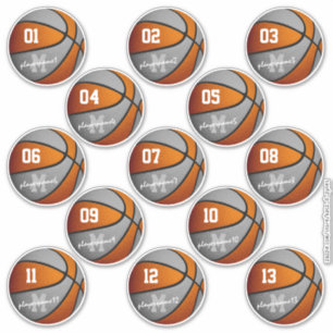 oranje grijs basketbal 13 teamleden sticker