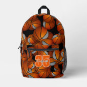 oranje grijs basketbal team kleuren w jersey numme bedrukte rugzak (Voorkant)