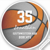 Oranje grijs basketbalteam kleuren spirituele cade sticker (Voorkant)