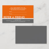 Oranje grijs eenvoudig verwijs een vriendenkaart aanbevelingskaartje (Voorkant / Achterkant)