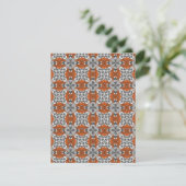 Oranje grijs en wit herhalen Tile Patroon Kaart (Staand voorkant)